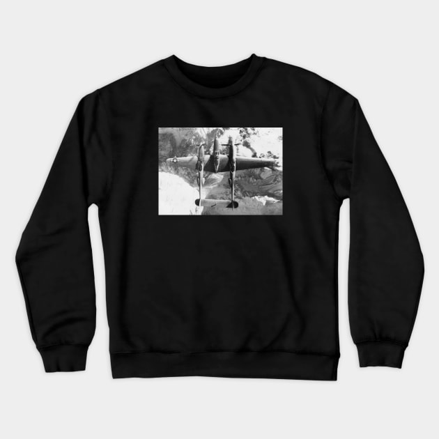 WWII, Aerial Photo Reconnaissance, P-38 Lightning Crewneck Sweatshirt by UltraQuirky